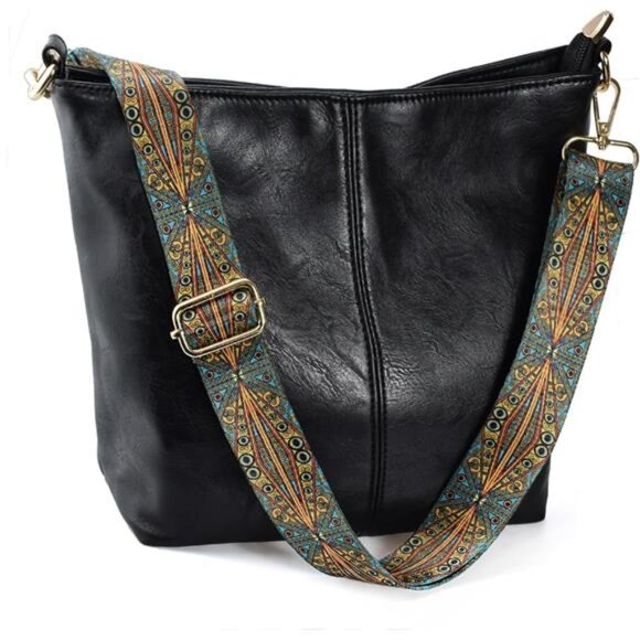Handbags - Hobo Bags Vegan Leather Crossbody Bag Guitar Strap Shoulder Purses with Zipper